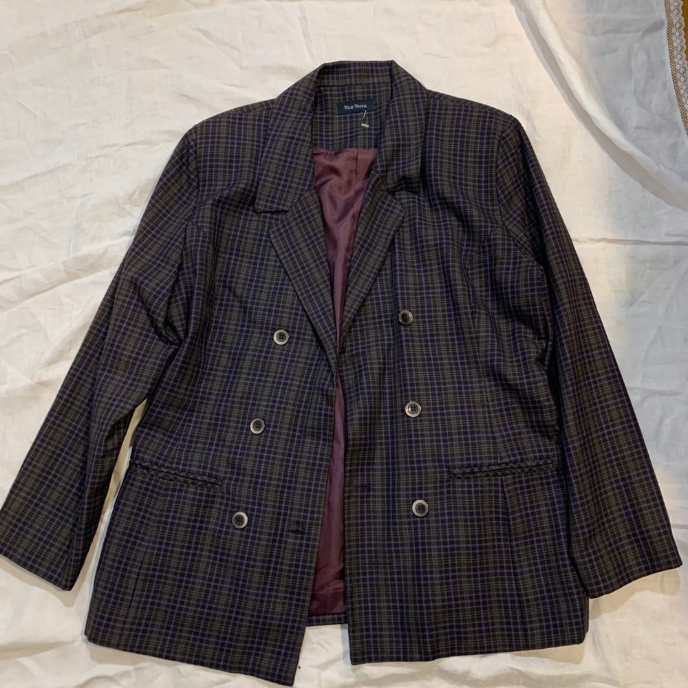 Check purple blazer - Picture 4 of 4